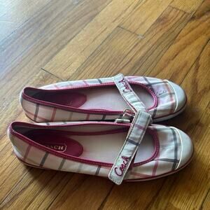 Coach Margot Tattersall Slip-On Flats Pink Plaid Women’s Size 8M